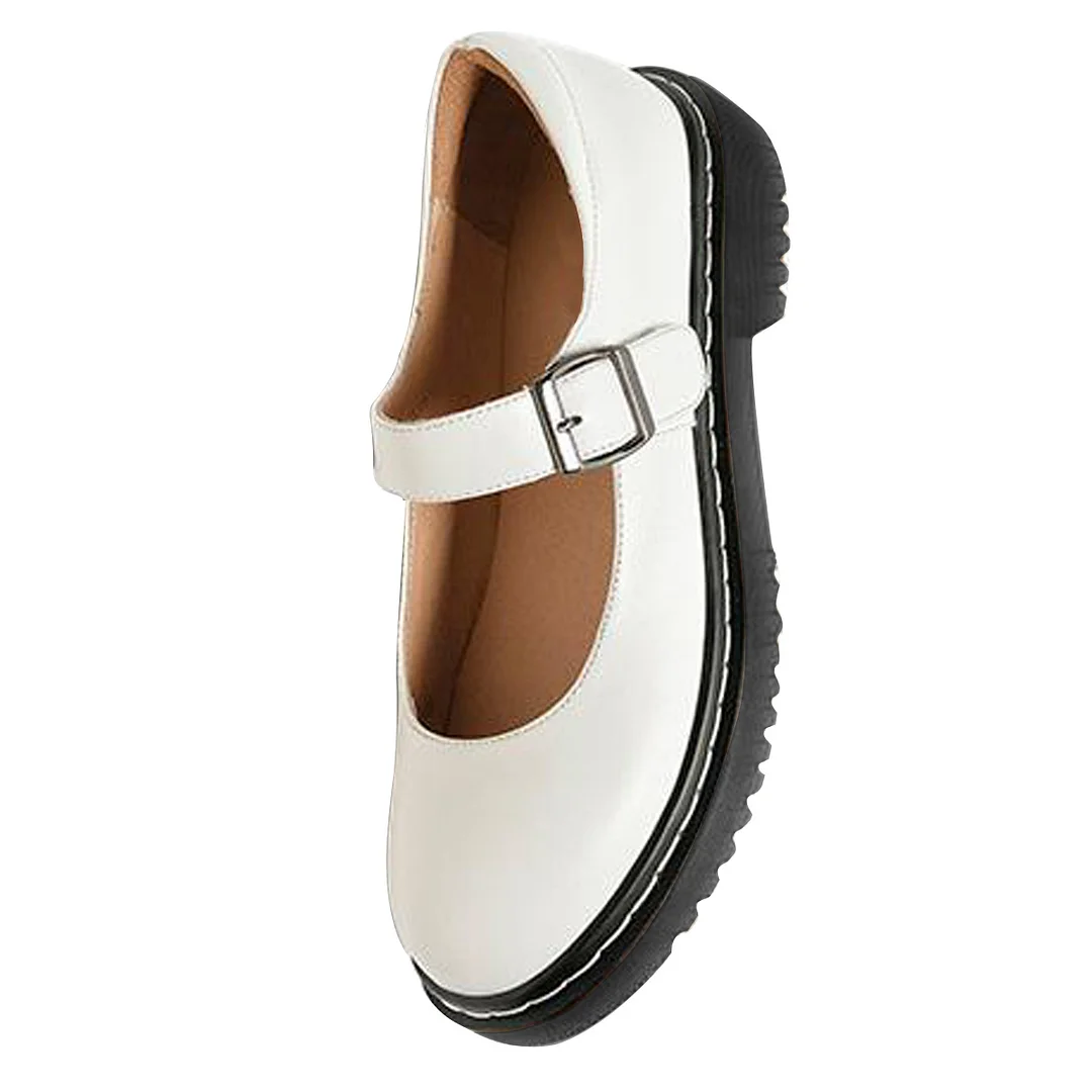Comfy Vegan Leather Round Toe Formal Ivory Mary Jane Shoes