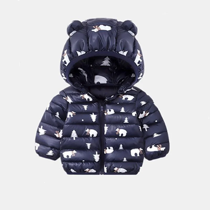 Baby Girls Hooded Down Jackets For Kids Coats Autumn Boys Cartoon Keeping Warm Outerwear Toddler Infant Casual Zipper Clothing