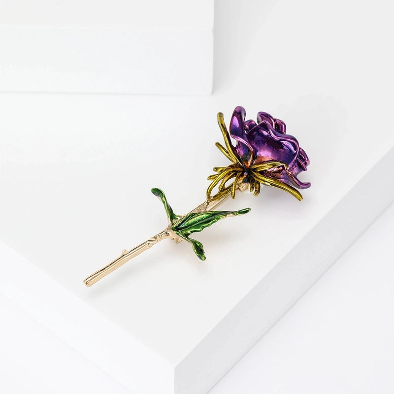 Elegant Vintage Style Pin Rose Alloy Enamel Women’s Brooches