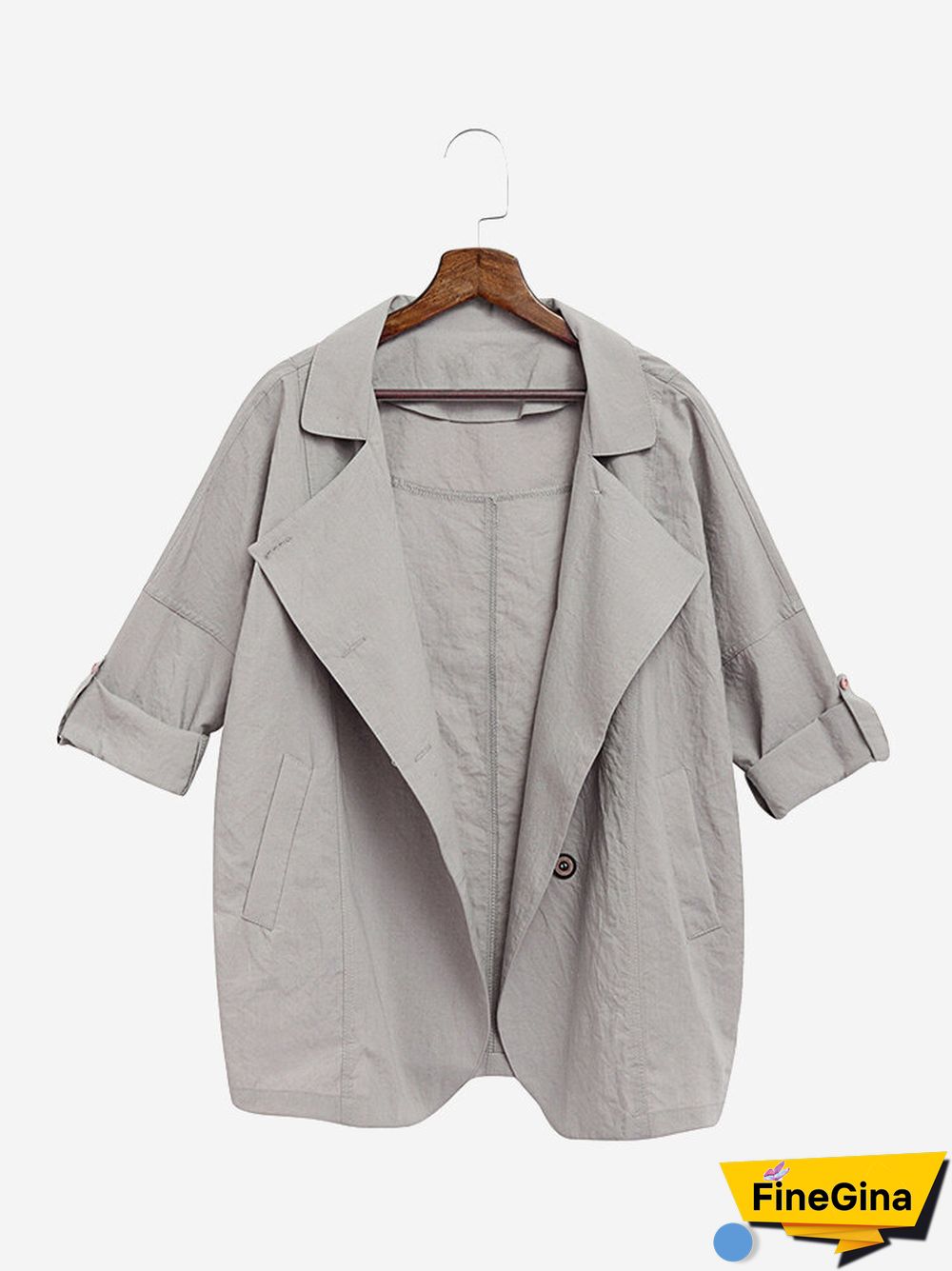 Women Casual Loose Lapel Long Sleeve Coat