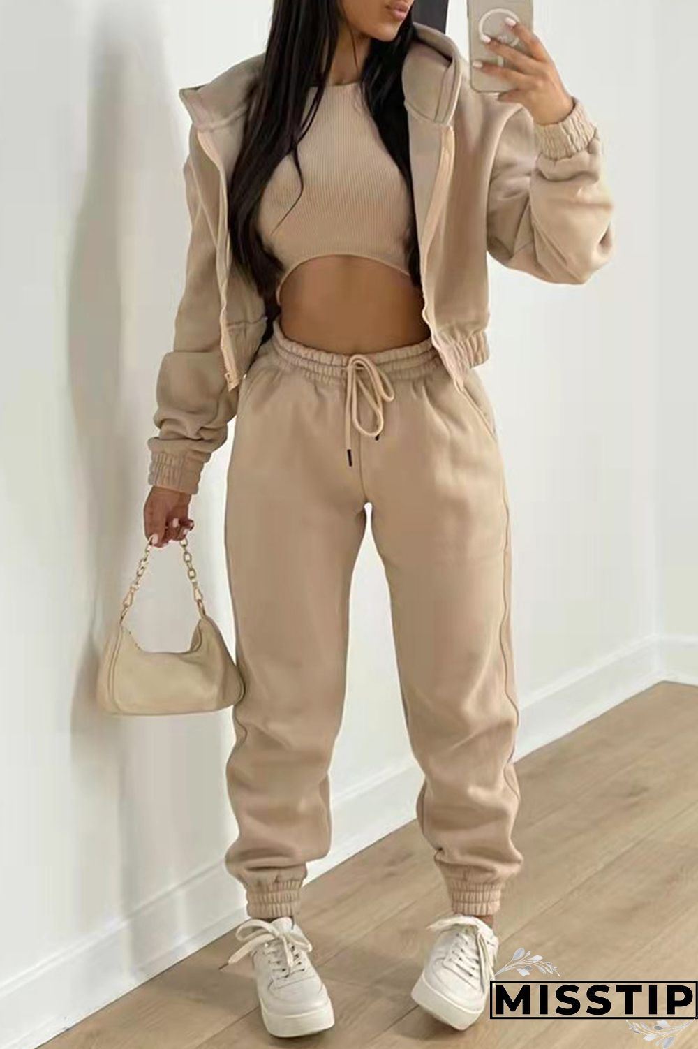 Orange Fashion Casual Solid Cardigan Vests Pants O Neck Long Sleeve Three-piece Set