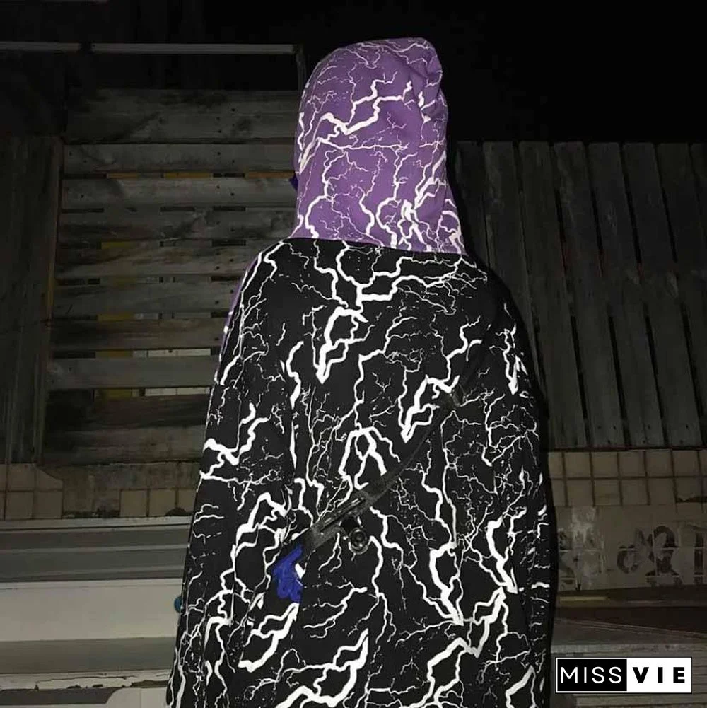 Ladies Stitching Printed Loose Long Hoodie