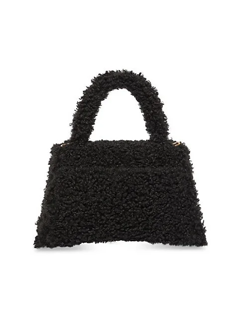 Balenciaga Furry Hourglass Small Handbag With Strap