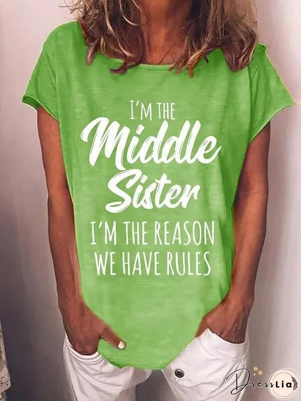 T-Shirts Letter Print Crew Neck Short Sleeve T-Shirt for Women