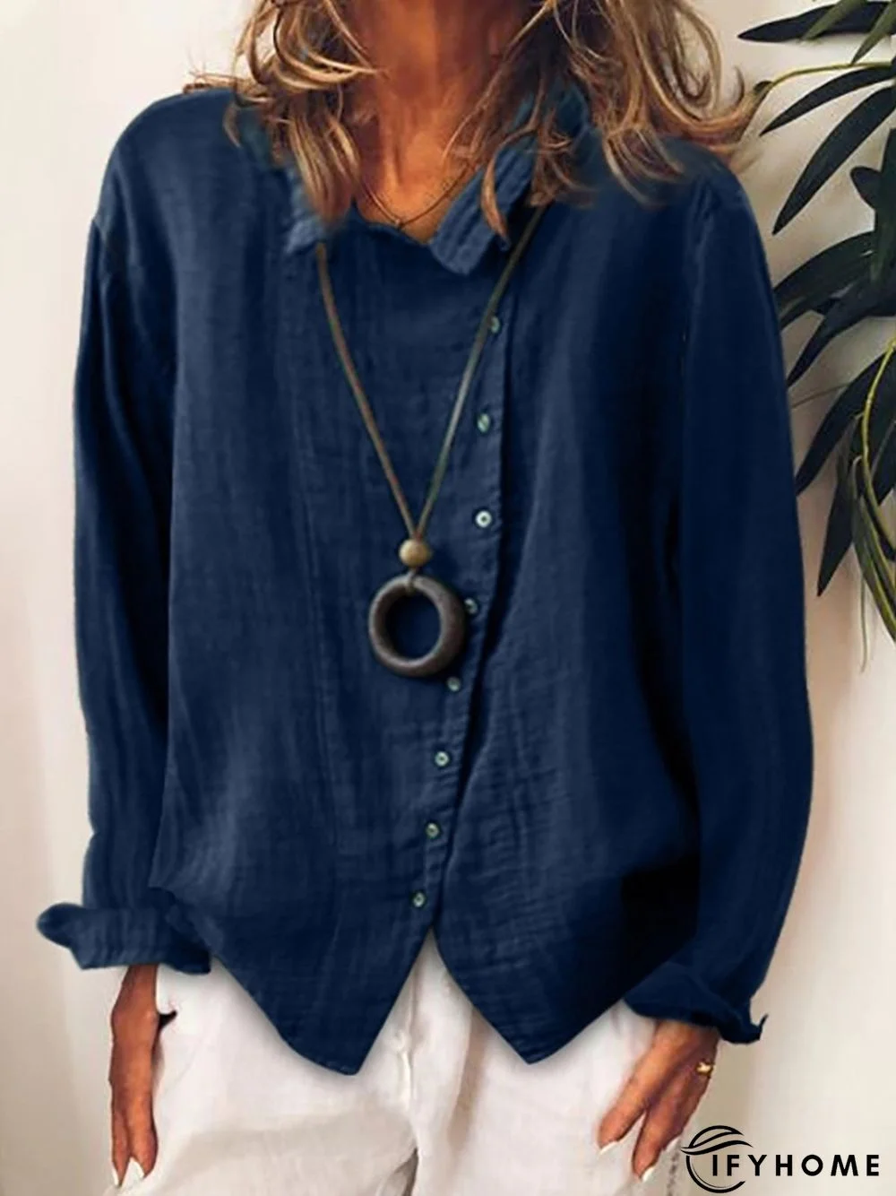 Casual Shirt Collar Long Sleeve Top | IFYHOME