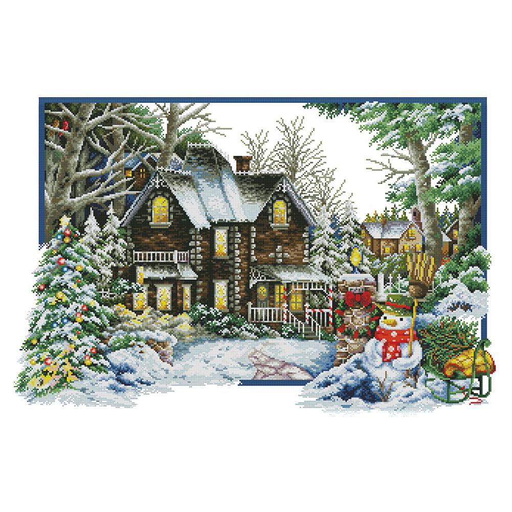 

Winter House - 14CT Stamped Cross Stitch - 68*48cm, 501 Original