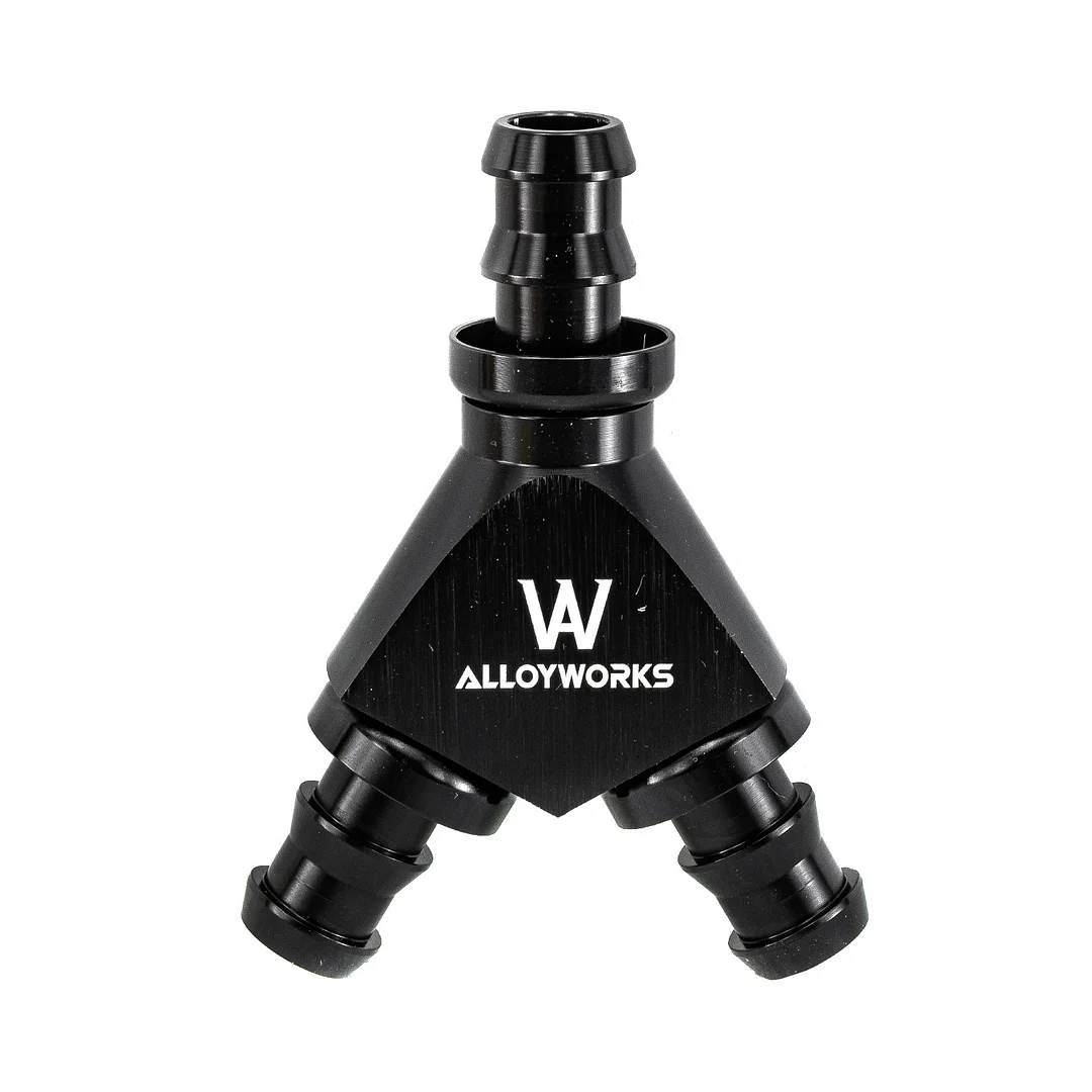 Alloyworks 3/8" Black Anodized Aluminum Y Barbed Fitting Adapter