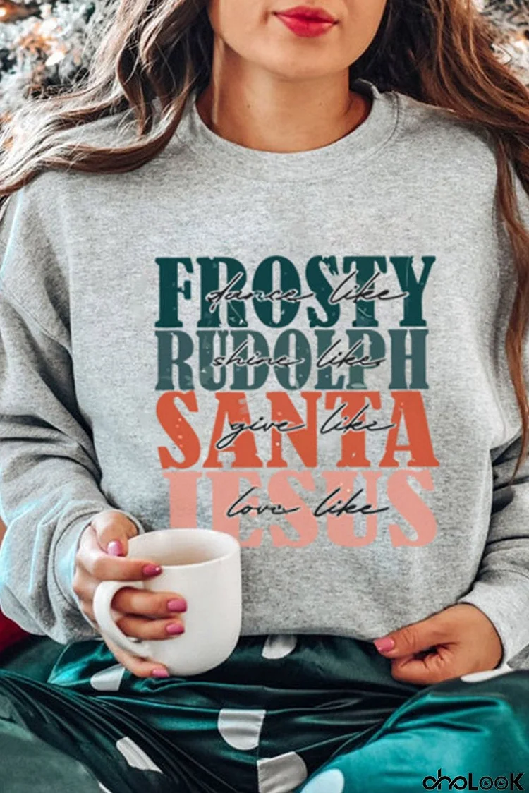 Frosty Rudolph Santa Jesus Long Sleeve Sweatshirt