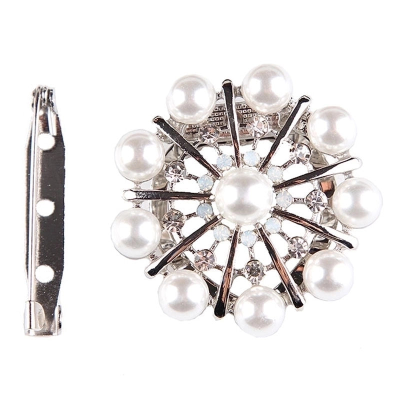 Korean Style Pin Star Flower Alloy Plating Inlay Rhinestones Pearl Unisex Brooches