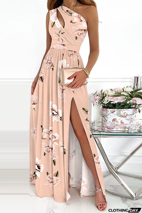 Cut Out One Shoulder Maxi Dress