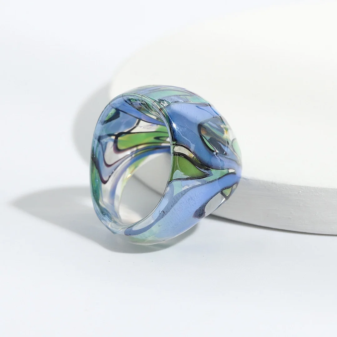 Dvacaman High Quality Mixed Color Glass Rings for Women Fashion Transparent Geometric Irregular Rings Jewelry Gifts Dropshipping
