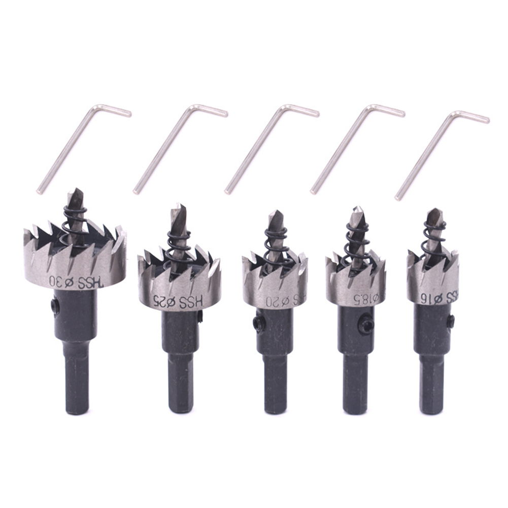 

5pcs 16-30mm HSS Drill Bit Saw Set Hole Opener with 5pcs Hexagon Wrenches, 501 Original