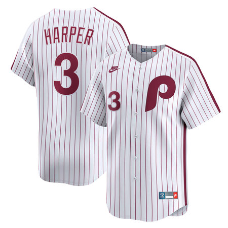 Youth Philadelphia Phillies #3 Bryce Harper Nike White Cooperstown Collection Limited Jersey