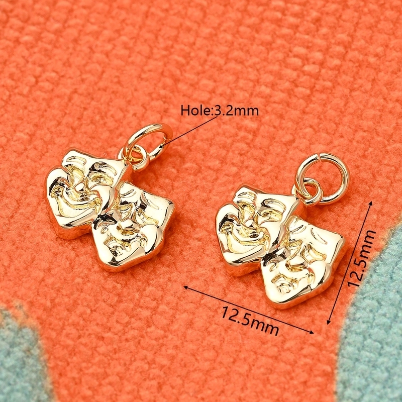 1 Pc/Package 12.5×12.5mm 14x12mm Hole 3~3.9mm Copper Zircon 18K Gold Plated Halloween Pattern Pumpkin Clown Polished Pendant