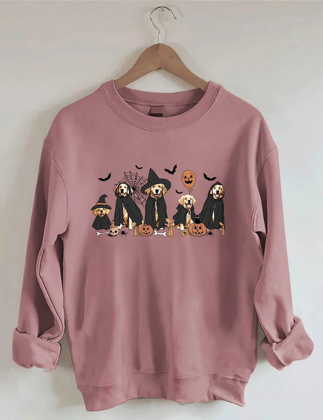 Ghost And Witch Golden Retriever Halloween Sweatshirt