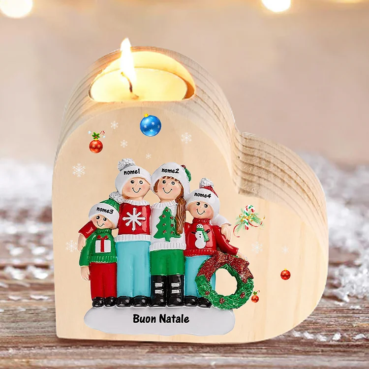 Candelieri Natale 4 nomi personalizzati legno senza candela