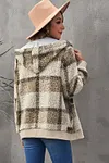 Women's Plaid Fleece Hooded Coat