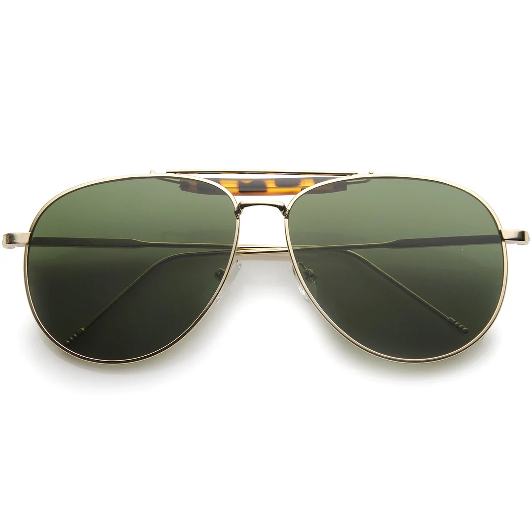 Classic Retro Metal Wire Teardrop Flat Lens Crossbar Aviator glasses