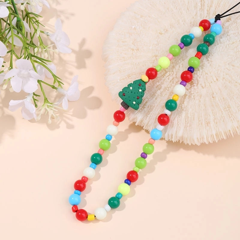 Cute Christmas Tree Santa Claus Plastic Polyester Christmas Mobile Phone Chain