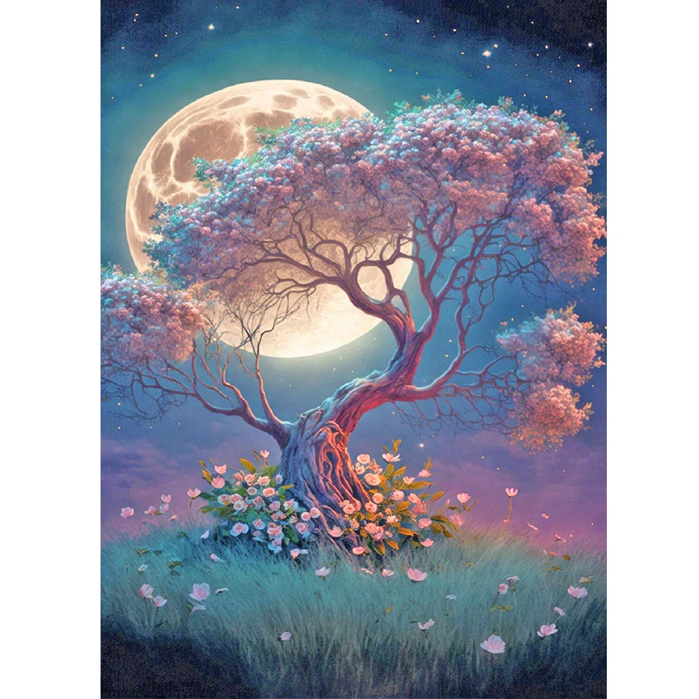 Full Round Diamond Painting - Moon Tree(30*40cm)