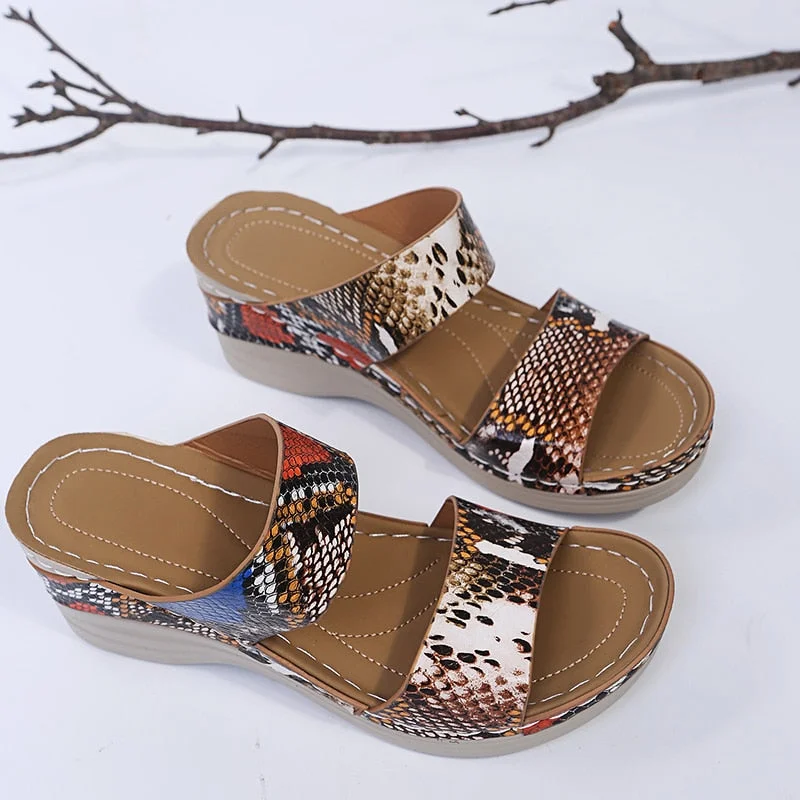 2021 Summer Women's Sandals Fashion Serpentine Platform Fish Mouth Open Toe Slipper for Woman Outdoor Wedges Comfortable Sandals