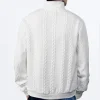 Men's Casual Jacquard Stand Collar Half Zip Wool Sweatshirt by Inlyline