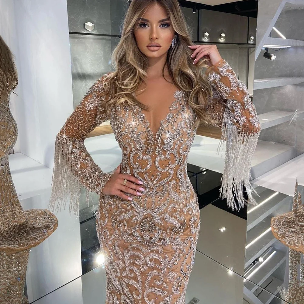 Brownm Brownm 2025 New Women's Evening Dress Women Fishtail Sprinkled Gold Tud Elegant Sexy Long Dress Dress
