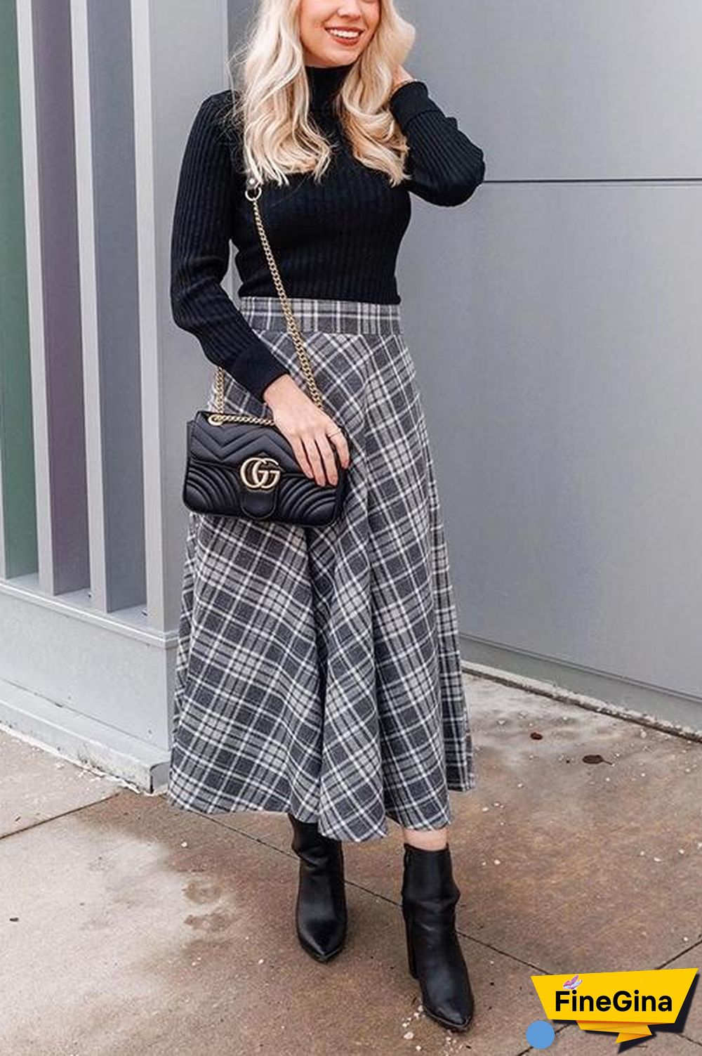 High Collar Knit Long Sleeve T Shirt