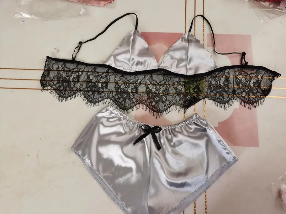 Churchf 2020 New Sexy Lingerie Women's Pyjamas Satin Silk Doll Lace Pajamas Pajamas Set