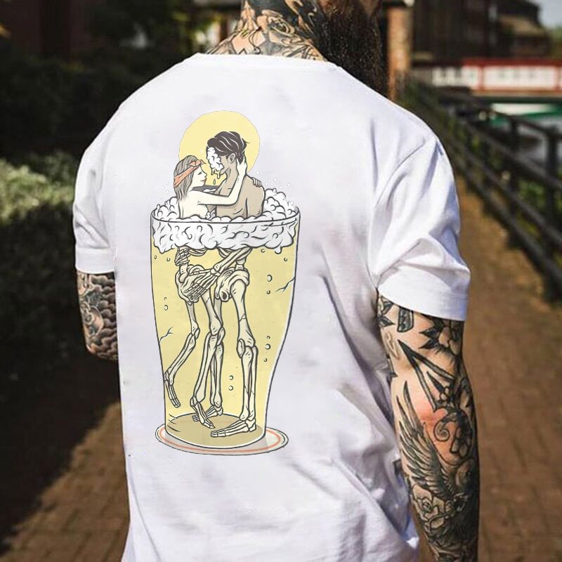 Couple Skeleton Printed Comfortable Men's T-shirt - Krazyskull