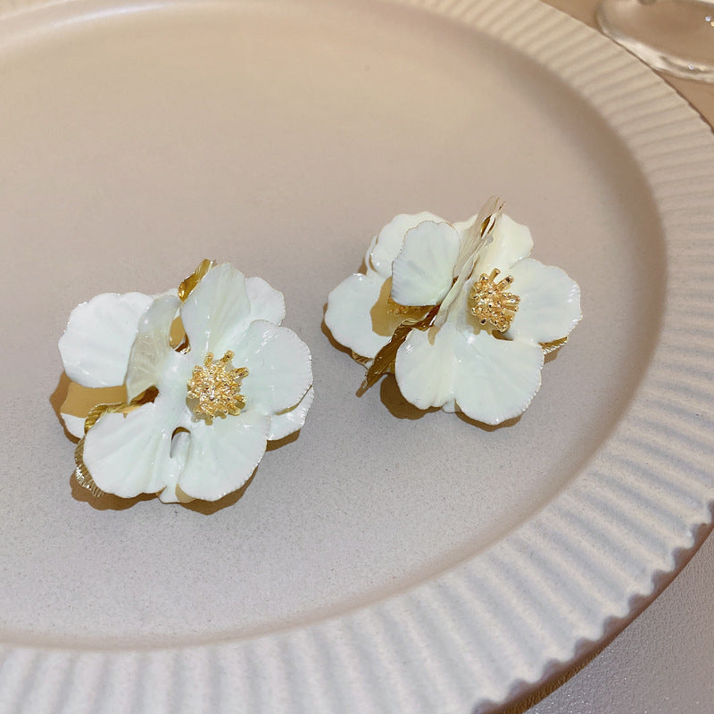 Medieval Flower Geometric Copper Oil Dripping Earrings