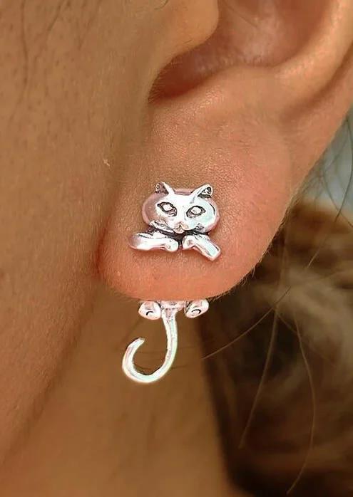 Vintage Cat Stud Alloy Earrings socialshop
