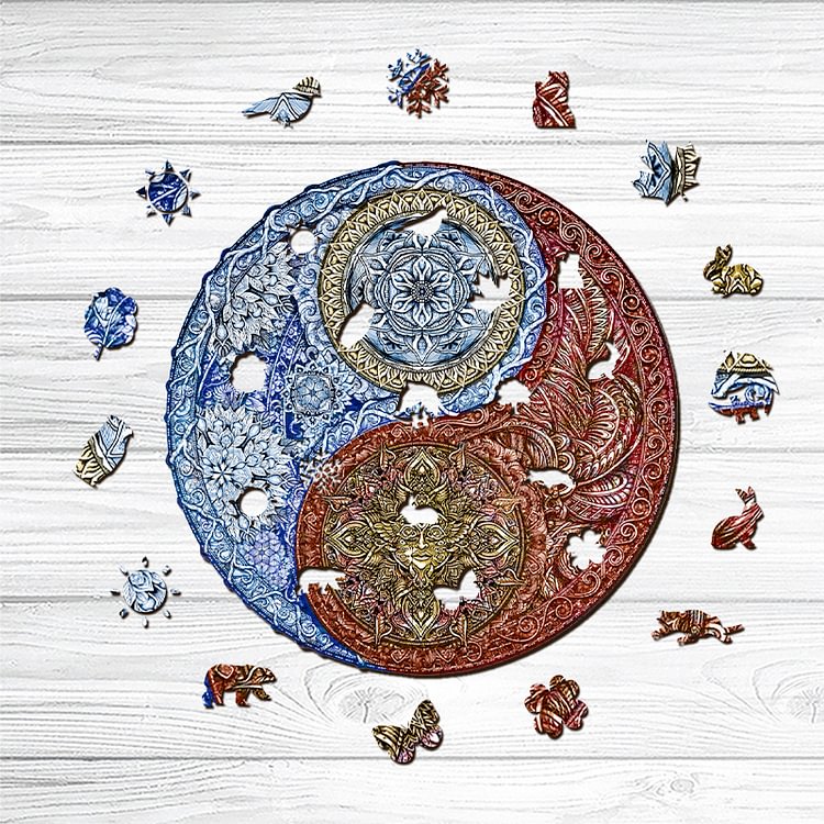 Yin Yang Tai Chi Mandala Wooden Jigsaw Puzzle