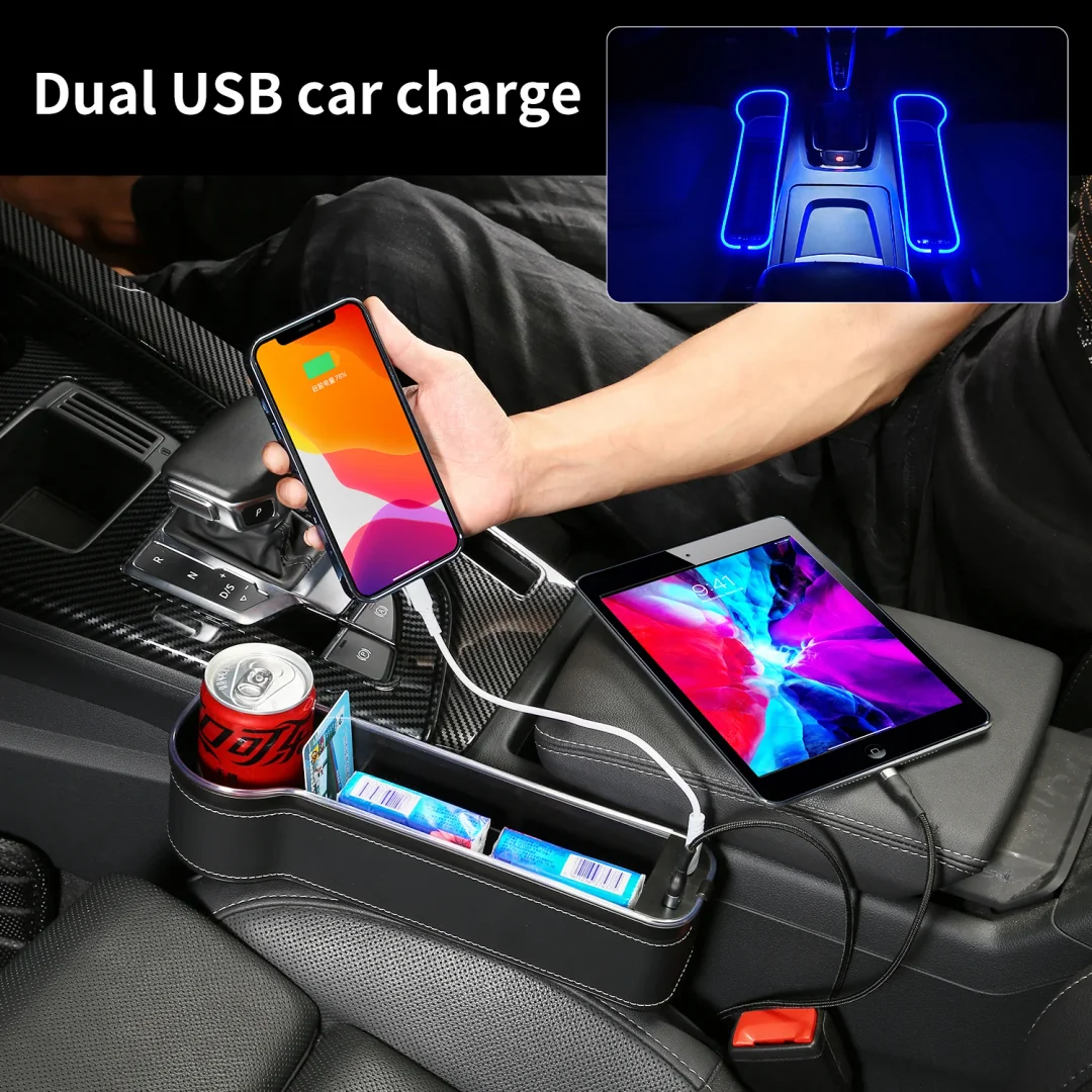 Car Seat Gap Storage Box with Charging