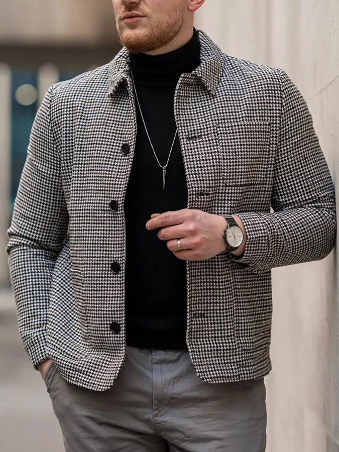 Men's Autumn Winter Houndstooth Jacket