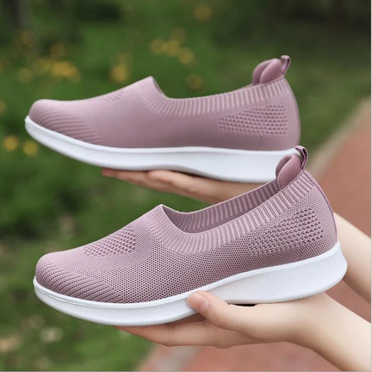 Woherb Autumn Women Casual Sport Sneakers Fashion Slip-on Mesh Shoes Women's Flat Breathable Loafers Female Vulcanized Shoes 425-1