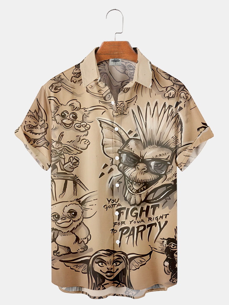 Men'S Classic Monster Movie Printed Shirt PLUSCLOTHESMAN