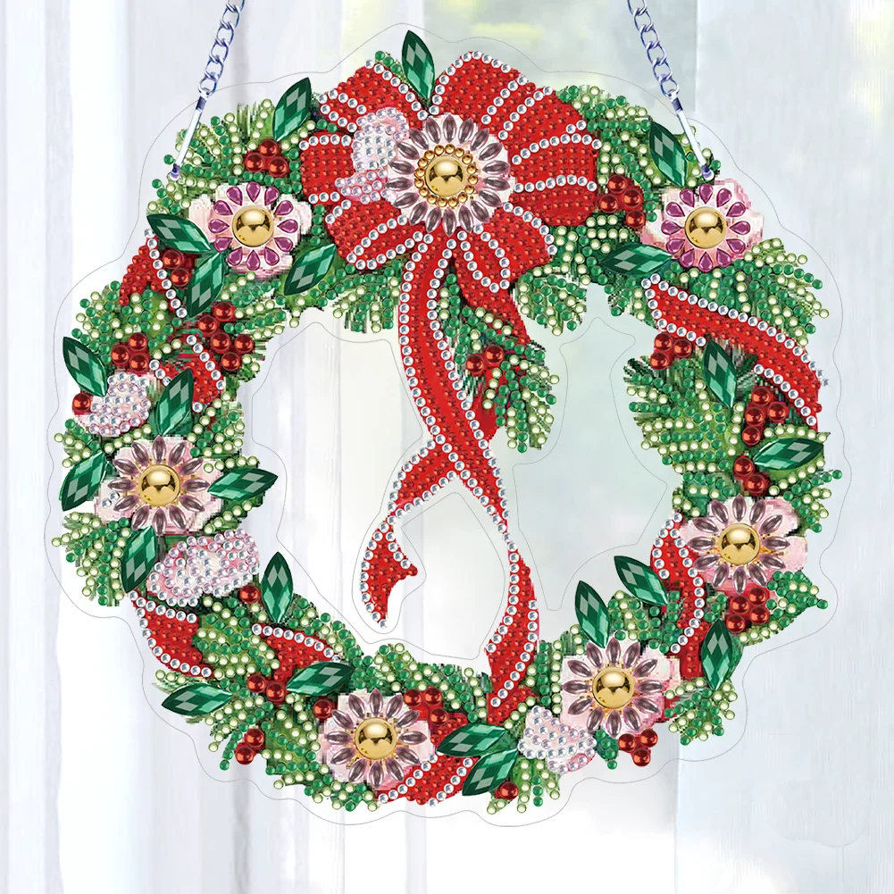 5D DIY Hanging Wreath Diamond Christmas Diamond Wall Decor Wreath