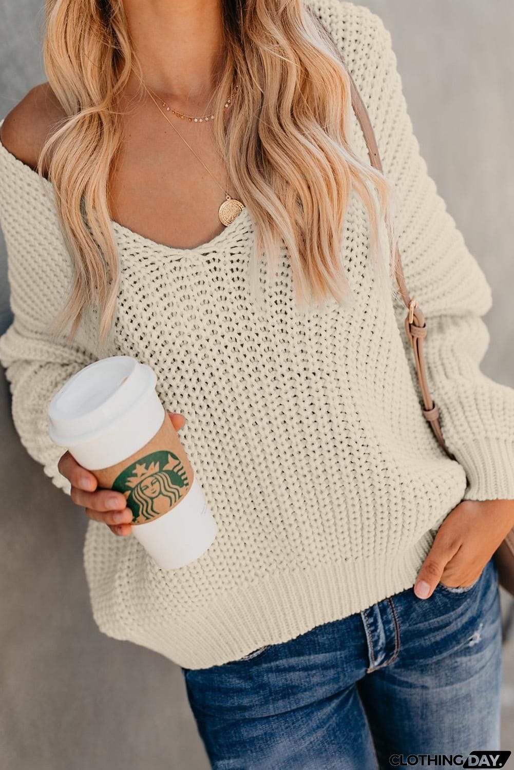 Carry On Knit V Neck Pullover Sweater
