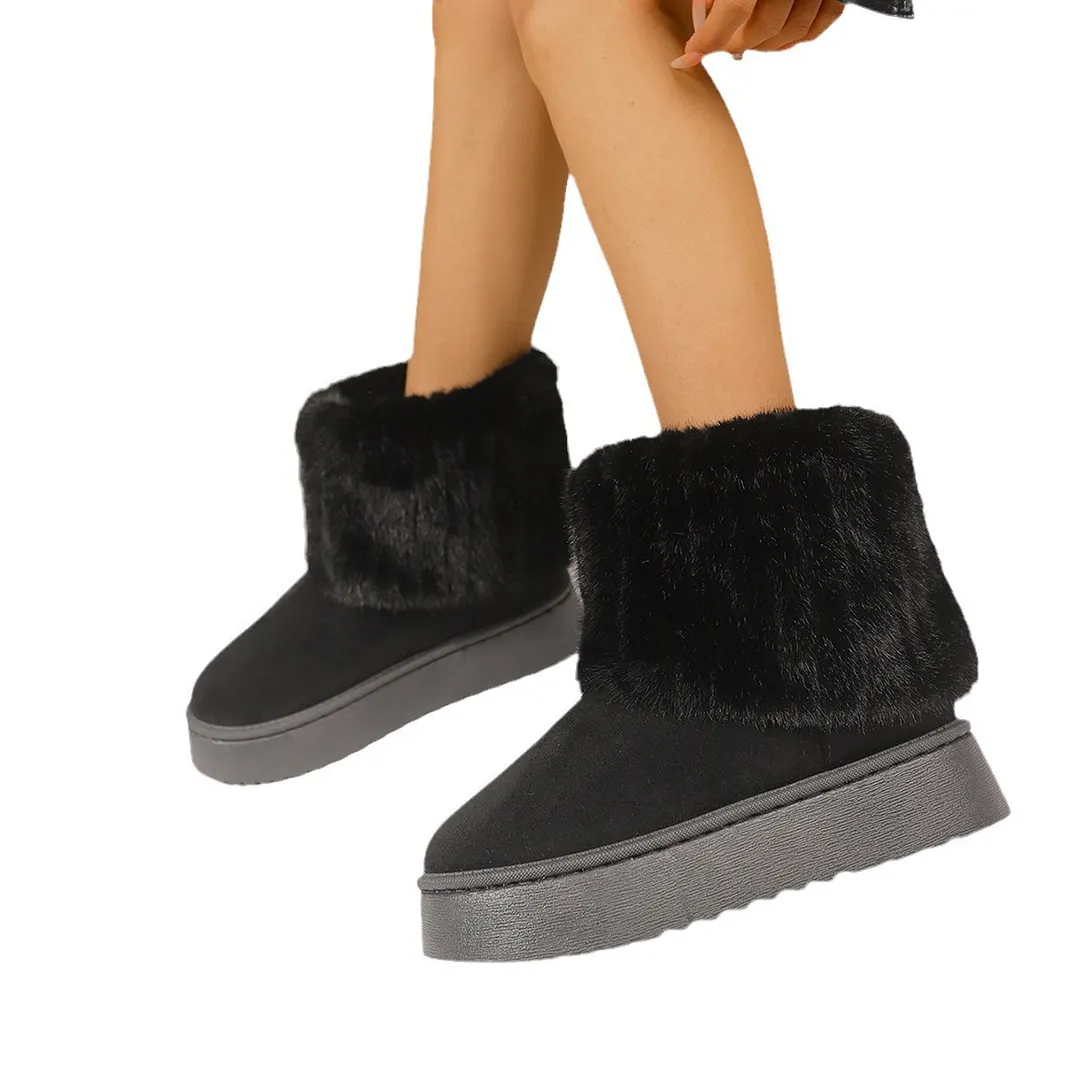 Breakj Breakj Autumn And Winter New Large-Size Lady Thick Bottom Snow Boots Thick Bottom Cylinder Plus Velvet Warm