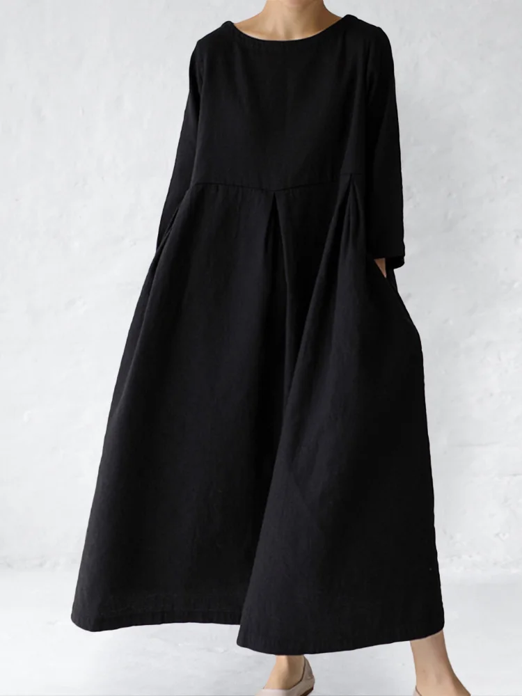 Vinatge Pleated Wide Skirt Dress