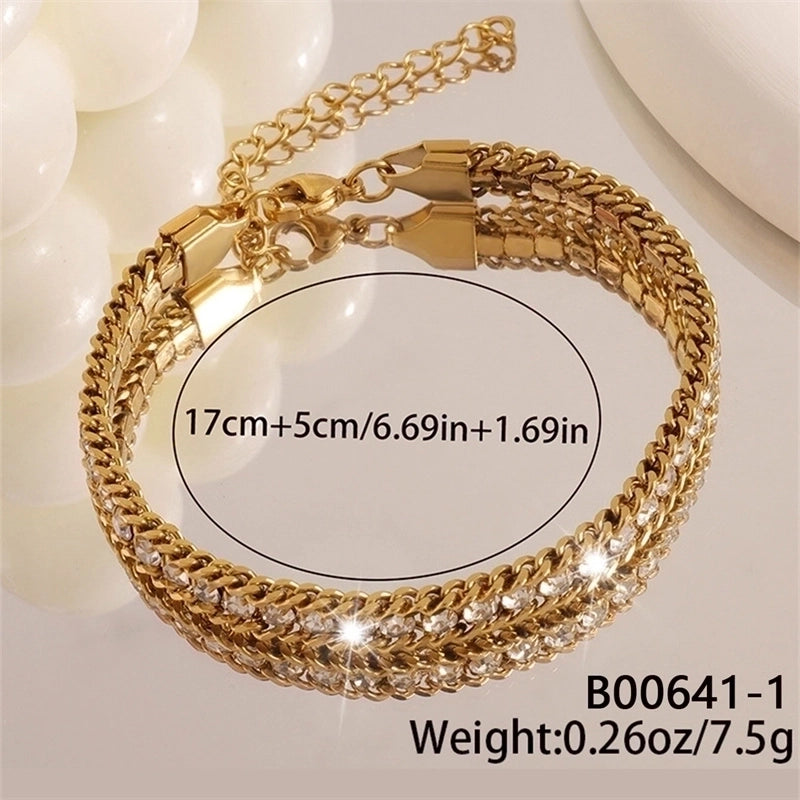 Modern Style Classic Style Irregular 304 Stainless Steel K Gold Plated Zircon Bracelets In Bulk