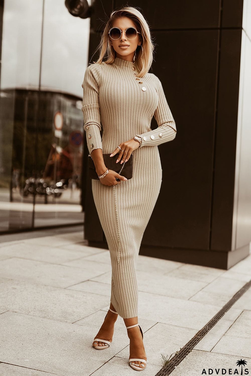 High Neck Sweater Dress