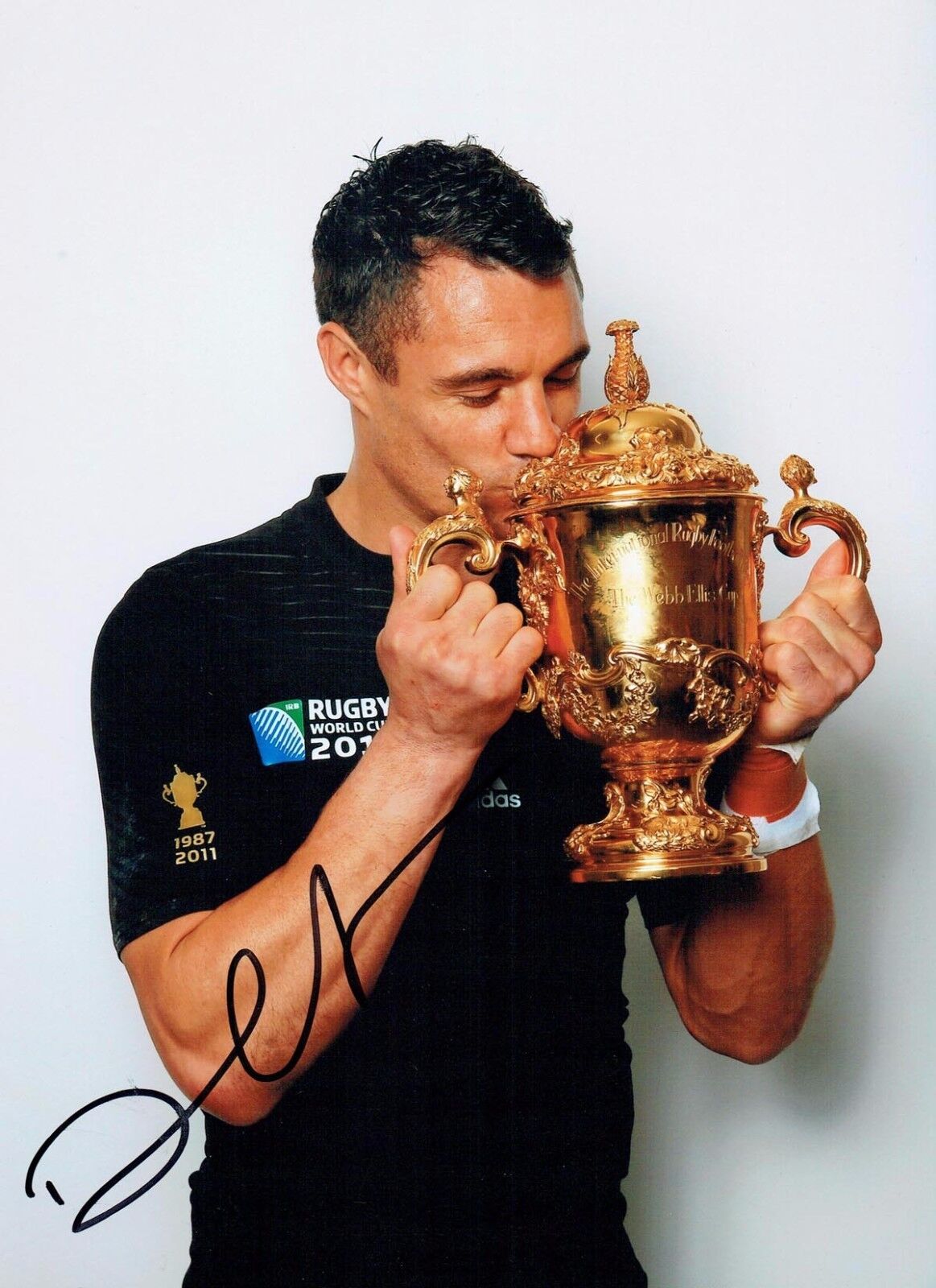 Dan CARTER Signed Autograph 11x8 Photo Poster painting B AFTAL COA RUGBY World Cup WINNER