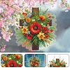(US Only)Cross Poppy Theme 2D Flat DIY Diamond Art Pendant Wall Decor for Home & Windows