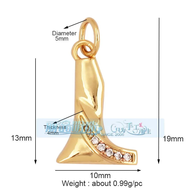 1 Piece 15 * 19mm Hole 5~5.9mm Copper Zircon Letter Heart Shape Pendant Jewelry Accessories