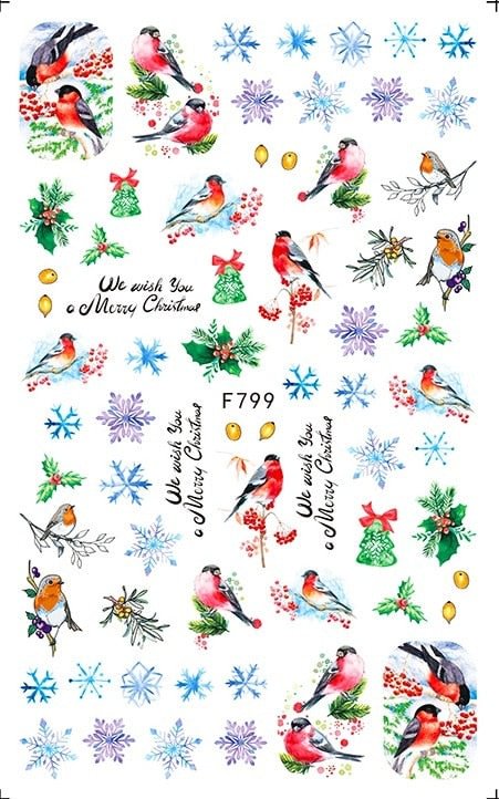 1pcs Autumn Winter Nail Sticker Robin Snow Birds Flower New Year Halloween Christmas 3D Decals Nail Art Design Decor Accessories
