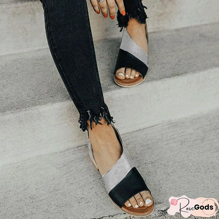 Women Daily Low Heel Panel Sandals