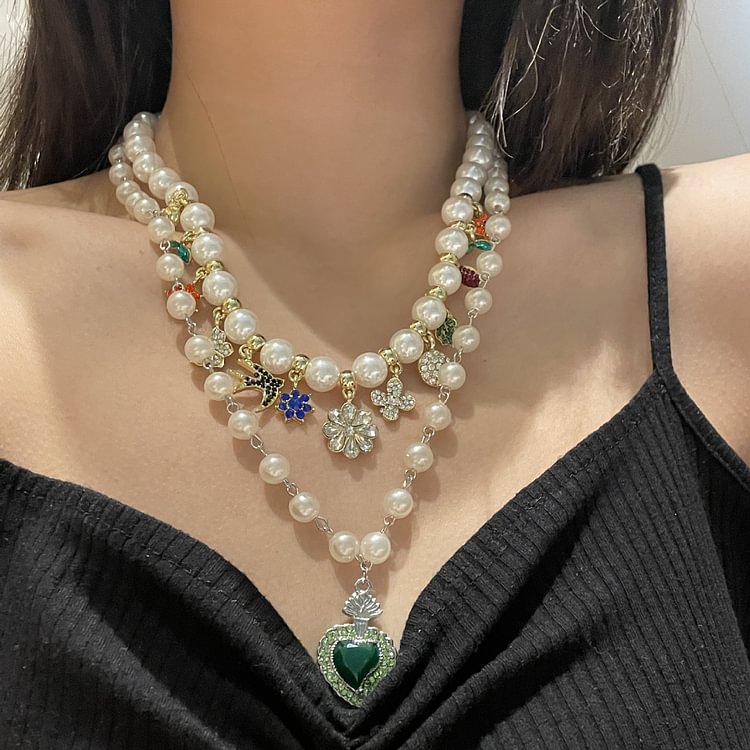 French Vintage Highlight Pearl Clavicle Chain KERENTILA