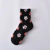Fashion 3D Jacquard Flower Medium Height Women Socks 10 Pairs
